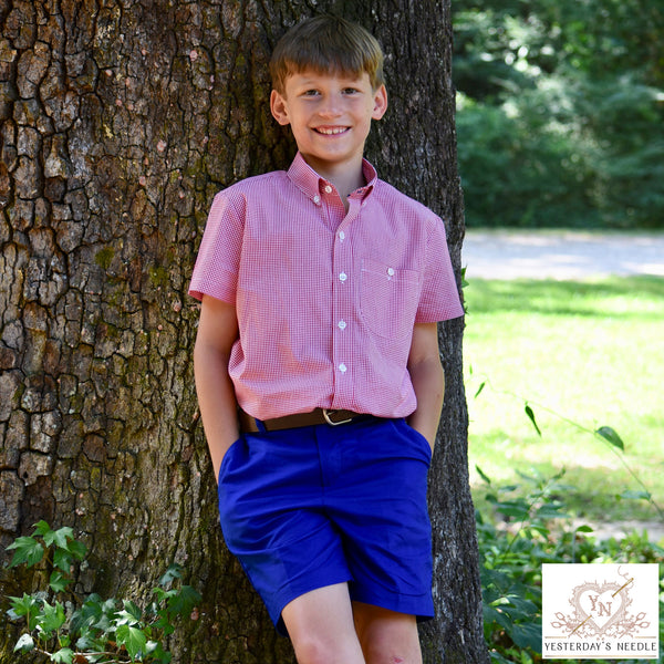 Button Collection Boy's Shirt & Adjustable Waist Shorts Set