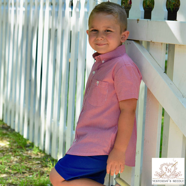 Button Collection Toddler Boy's Shirt & Elastic Waist Shorts Set