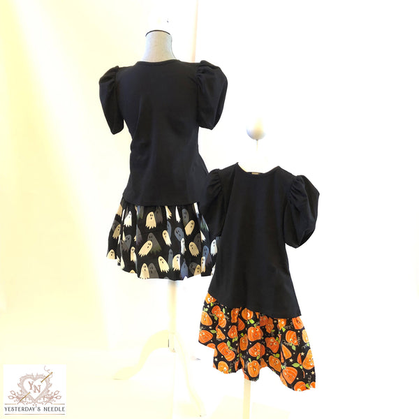 Glow in the Dark Halloween Collection Girl's Pumpkin or Ghosts Print Skirt