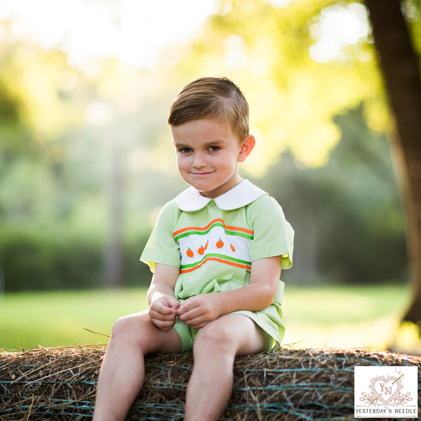 Yesterday's Needle Toddler Boy Fall Pumpkin Romper