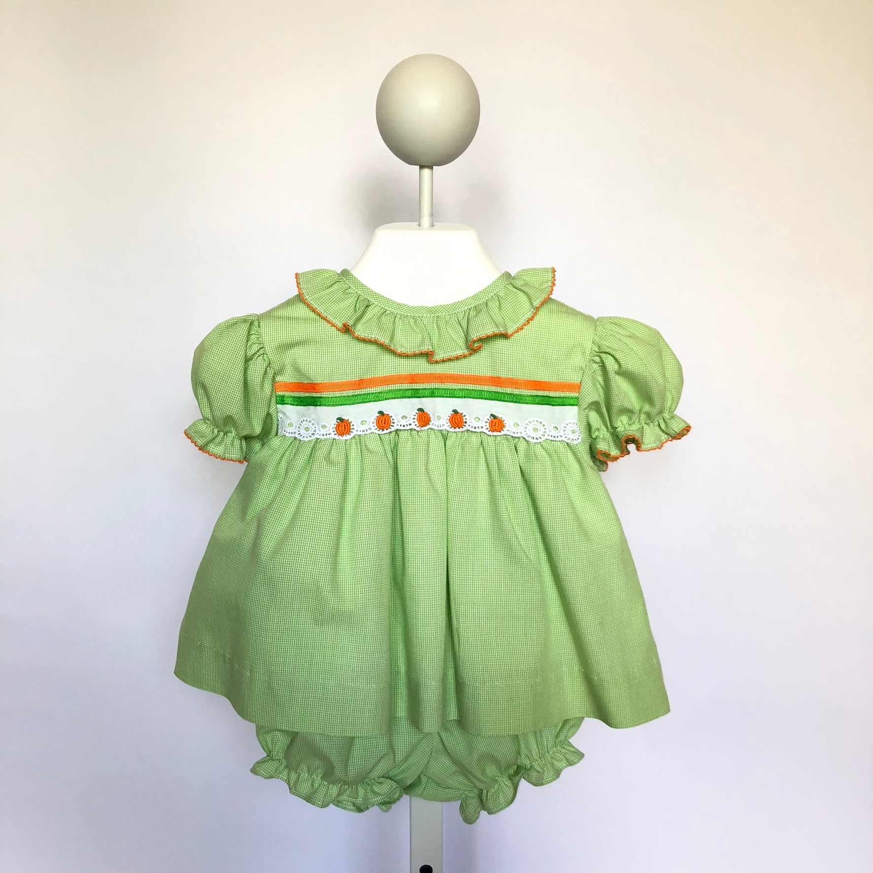 Yesterday's Needle Infant Girl Embroidered Pumpkin  Fall Dress