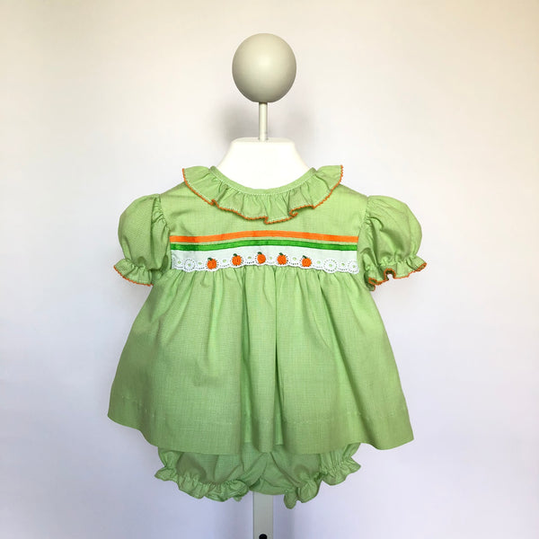 Yesterday's Needle Infant Girl Embroidered Pumpkin  Fall Dress