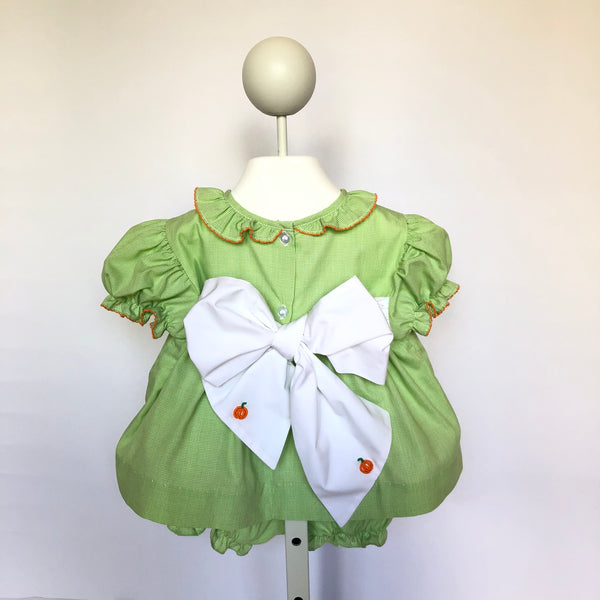 Yesterday's Needle Infant Girl Embroidered Pumpkin  Fall Dress