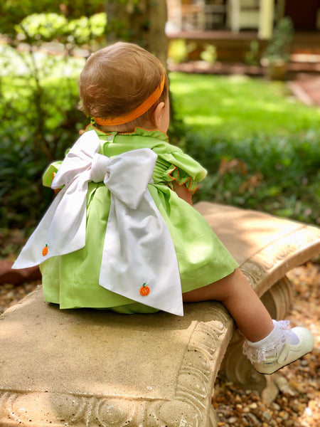 Yesterday's Needle Infant Girl Embroidered Pumpkin  Fall Dress