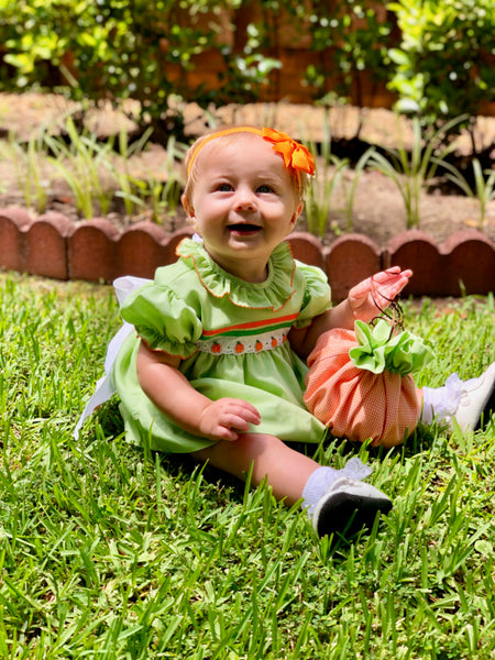 Yesterday's Needle Infant Girl Embroidered Pumpkin  Fall Dress